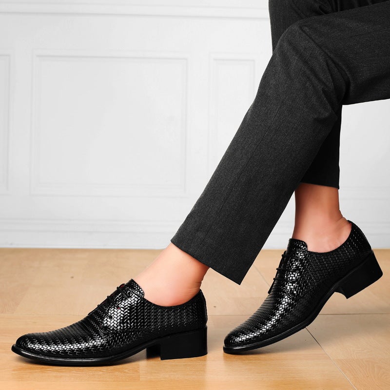 Large Size47 Four Seasons Round Head Low Woven Fashion Business Shoes New Genuine Leather - Image 5